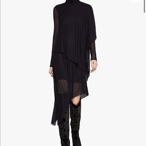 NWT BCBGMAXAZRIA Womens Asymmetric Turtleneck Midi Dress